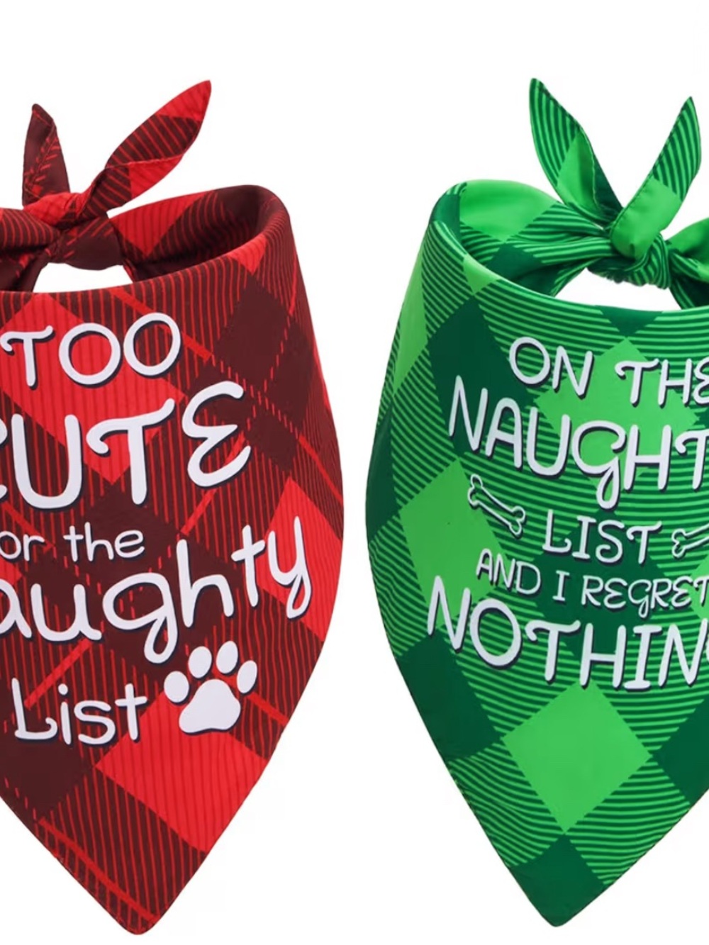 Holiday Plaid Dog Bandana Set - Red & Green
